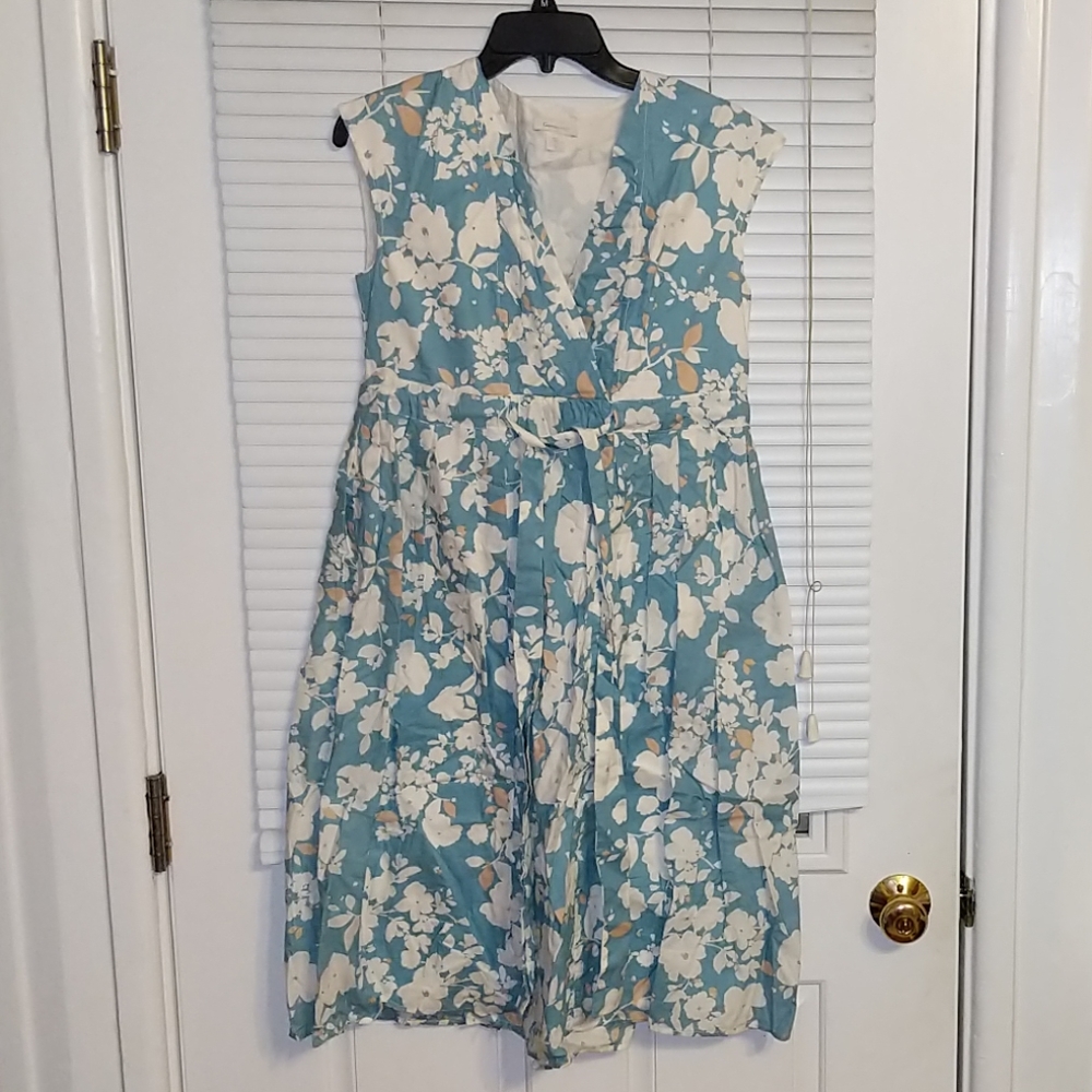 💕Garnet Hill size 2 Blue Floral Sleeveless Dress